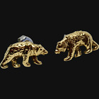 California Flag Bear Gold Tone Post Earrings University Of Berkley Mascot Unique