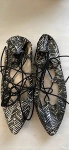 BP “Katrina” Ghillie pointy toe flats Silver And Black Size 6 1/2 - Picture 1 of 4