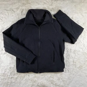 Lululemon Full Zip Black Fleece Jacket With Pleated Elastic Back - Womens Sz 6 - Picture 1 of 9
