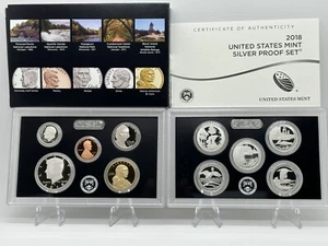 2018-S US Mint Silver Proof Set with COA & Box 10 Coins United States #733 - Picture 1 of 22