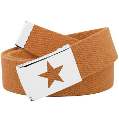 Build A Cinturón Hombre Estrella Plateado Abatible 1.25" Hebilla Ancha con Cinturón de Tela de Lona Foto 1 de 4