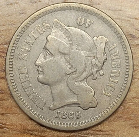 1869 Three 3 Cent Nickel Cover