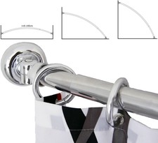 Telescopic Extendable Curved Rail Bath Shower Curtain Pole Length 118-190cm