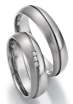 Titan Eheringe + Diamant + Garantie Trauring Antragsring Hochzeitsring + Gravur - Bild 1 von 4