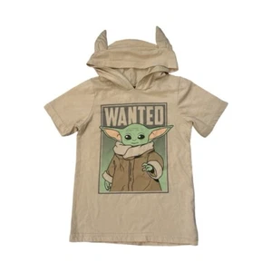 Baby Yoda Star Wars Wanted Short Sleeve T shirt, Hood & Ears Boys Kid Size 4 - Picture 1 of 5