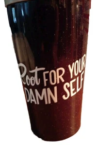 "Root For Your Damn Self" Metal Tumbler Hard Plastic Straw Speckle Black Target - Picture 1 of 5