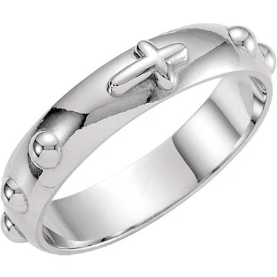 Sterling Silver Rosary Band Ring (Available in sizes 5 thru 12) - Image 1 of 2
