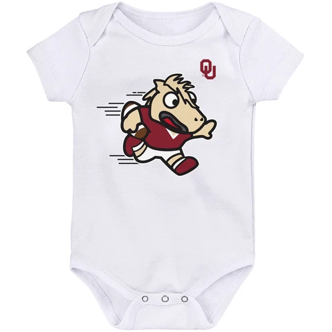 Newborn White Oklahoma Sooners Little Mascot Bodysuit Cover