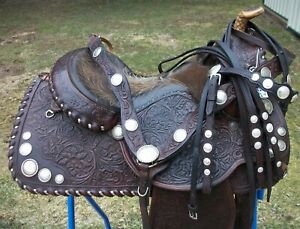 CIRCLE Y EQUITATION SHOW SADDLE 15.5  W/ SILVER & LACING MATCHING BC & BRIDLE