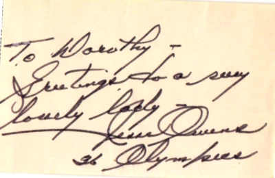 Corte firmado por Jesse Owens corte patio JSA LOA YY65402 1936 Belin Juegos Olímpicos de Verano Salón de la fama Foto 1 de 2