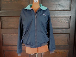 VTG 90s Patagonia USA Fleece Lined Black Full Zip Pockets Windbreaker Coat Sz 14 - Picture 1 of 9