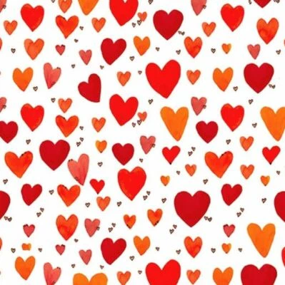 Fat Quarter - It's Raining Cats and Dogs - Playful Hearts Coral Cotton Fabric - image 1 of 2