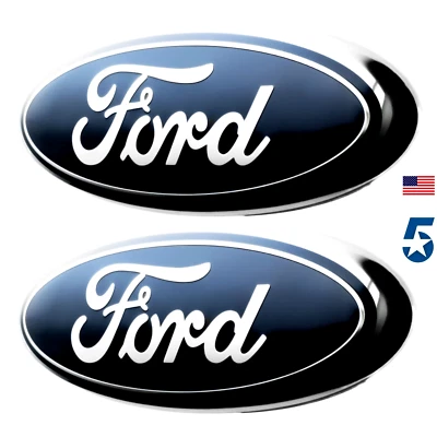 BLUE & CHROME 2005-2014 Ford F150 FRONT GRILLE/ TAILGATE 9 inch Oval Emblem 2-PC Foto 1 de 4