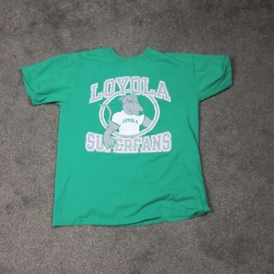 Loyola University Shirt Men Medium Green Super Fans Logo Pullover Gildan - Image 1 of 4