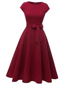 Cocktail Dress, Formal Wedding Guest Dresses for Women 2024 Medium Burgundy - Picture 1 of 7