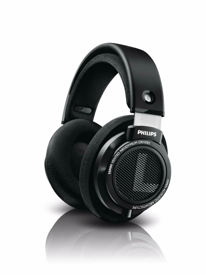 Philips SHP9500 HiFi Precision Stereo Over the Ear Headphones Black Open Back - Image 1 of 4
