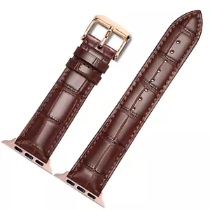 Leather Apple Watch Band with Bamboo Knot Pattern Genuine Cowhide 38/40/41 MM - Picture 1 of 5