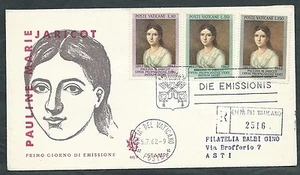 1962 VATICANO FDC VENETIA 68 MARIE JARICOT TIMBRO ARRIVO - VT5 - Picture 1 of 1