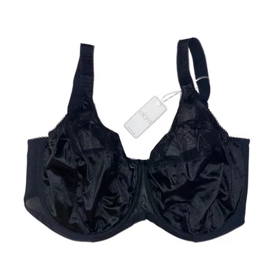 Elomi Cate Full Cup Bra 36L Black Satin Sheer Support NWT - Image 1 of 4