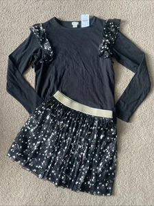 Girls Crewcuts Outfit Size L (10-11) Black & Gold Holiday Party Dressy NWT - Picture 1 of 10