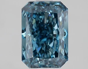 Fancy Vivid Blue Radiant 1.55 Cts VS1 Lab Grown CVD Diamond With Free Shipping - Picture 1 of 10