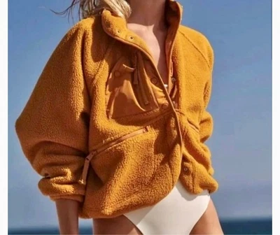 NWOT Free People FP Movement Hit the Slopes Fleece Jacket in Russet Orange M - Image 1 of 4