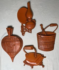 Vtg 1966 Sexton Cast Metal Wall Art Kitchen Dining Room Décor Cast Metal Set x 4 - Picture 1 of 14