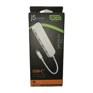 j5create USB-C to 4-Port Type-C Gen 2 Hub for Windows/MacOS/Chrome OS - White  - Picture 1 of 3