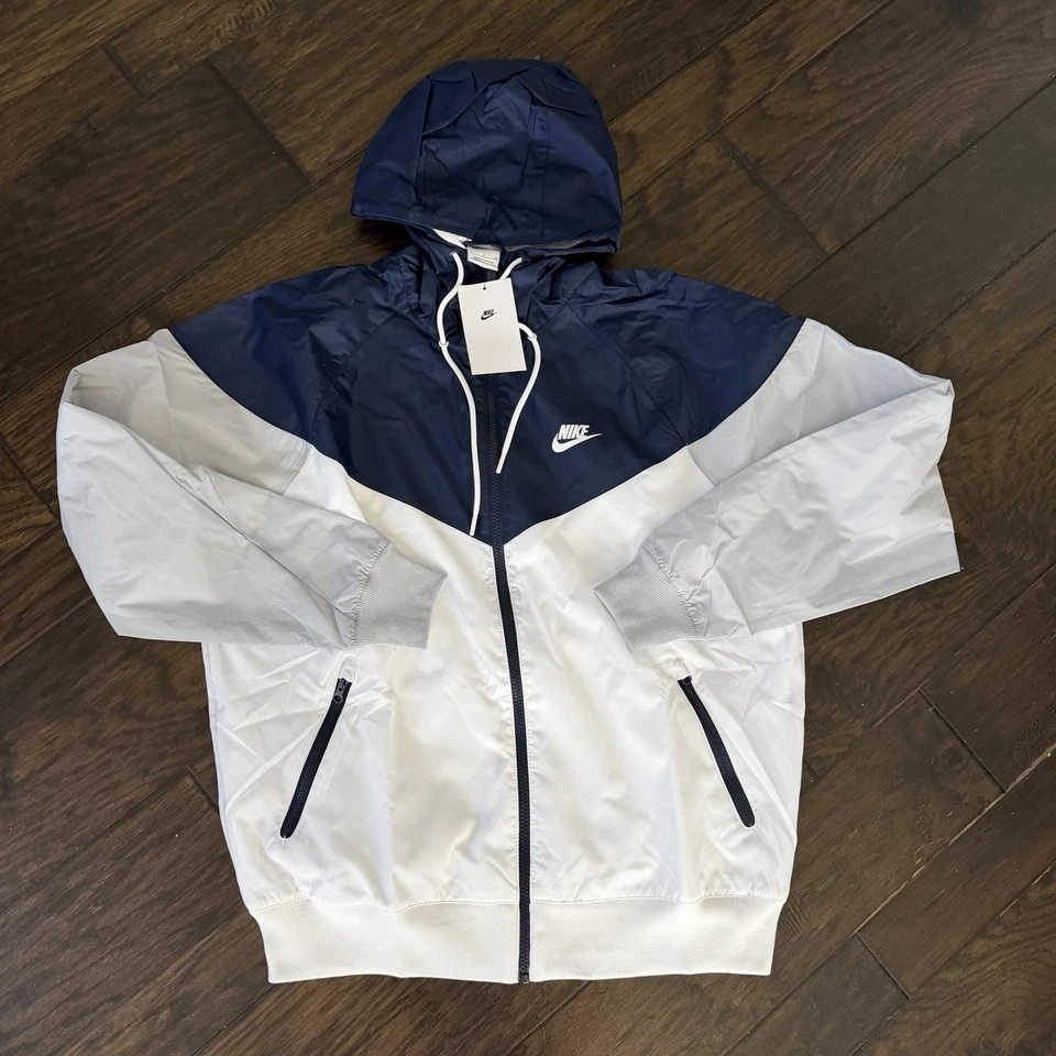 nike windbreaker jacket Men’s large White Blue Silver CU9474-420