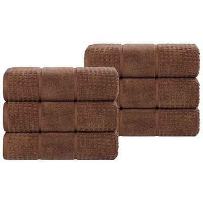 6-Piece Cotton Honeycomb Modern Quick Drying Solid Plush Ultra Soft Towel Set - Image 1 of 4