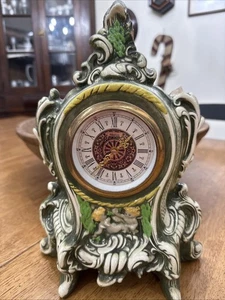 Vintage Norco West Germany Porzellan Kaminuhr zum Aufziehen signiert 1981 - Bild 1 von 10