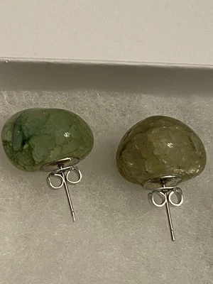 Natural Rough Peridot Silver Tone Stud Earrings  - Image 1 of 4