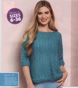 ARETTA HAZE Sideways Ladies Sweater- Knitting Pattern - Sarah Hatton Rowan 4ply - Picture 1 of 8
