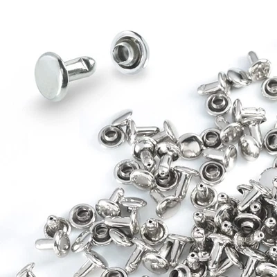200Sets 6mm Round Cap Leather Rivets, Double Cap Rivets Tubular Metal Studs - Image 1 of 4