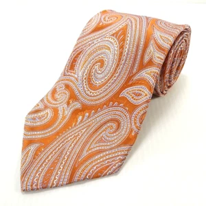 Michael Kors Luxury Tie Orange Blue Paisley Woven Silk Necktie L 60 W 3.5 - Picture 1 of 8