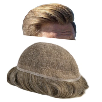 Unidad de sistema de reemplazo de cabello de encaje suizo completo para hombre Toupee todo encaje pieza para el cabello EE. UU. Foto 1 de 4