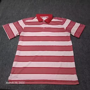 PING Golf Polo Shirt Men Sz Medium Red Wide Striped Sensor Cool - Picture 1 of 7