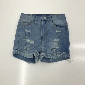 Shein Light Blue Distressed Jean Shorts Girls Size Large (12-13) NEW - Picture 1 of 6