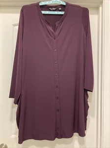 Every Day Susan Graver Plum/Purple Liquid Knit Button Front Tunic Duster SZ 3X - Picture 1 of 11