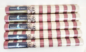 5 Roll Graham & Brown Vinyl Wallpaper Stripe Ivory Burgundy Green 25148 56 sq ft - Picture 1 of 17