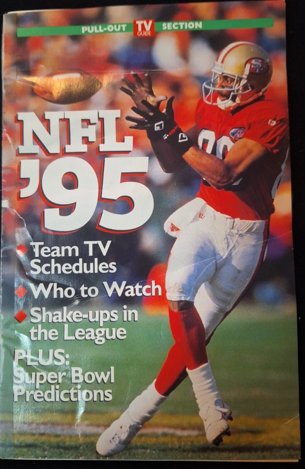 NFL '95 Sección Extraíble Horario TV Guía - Jerry Rice en la portada. Foto 1 de 1
