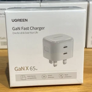 UGREEN Schnell Ladegerät 65W für iPhone MacBook iPad USB-C 2 Port GaN UK Stecker - Bild 1 von 17