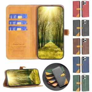 Funda de teléfono con soporte tipo billetera de cuero con empalme abatible para iPhone 11 Pro Max 12 Pro 13 - Imagen 1 de 51
