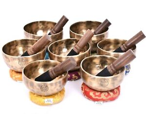 5 inches full moon set of 7 - Tibetan Singing bowl set comes with mallet- Chakra