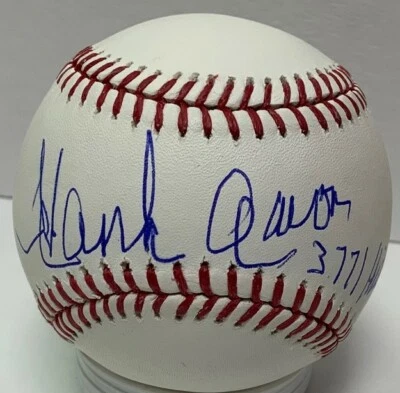 Braves HENRY HANK AARON Signed Official MLB Baseball #1 AUTO w/ "3771 Hits" JSA - Image 1 of 4