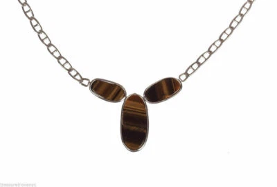 Bezel Set Orange Tiger Eye Sterling Silver Necklace Alberto Juan Foto 1 de 4