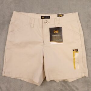 Lee Womens Regular Fit Chino Shorts Size 8 Medium Ivory Mid Rise