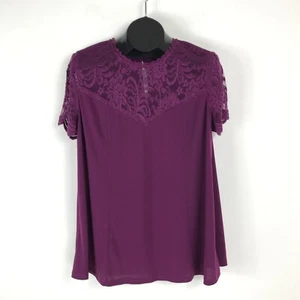 Torrid Studio Strickoberteil Spitzenpasse Rundhalsausschnitt Damen Übergröße 1/1X lila Karriere - Bild 1 von 10