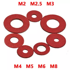Rote Faserdichtscheiben Isolierung metrisch M2, M2.5, M3, M4, M5, M6, M8, - Bild 1 von 6