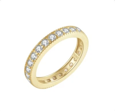 Anillo de eternidad de oro amarillo anillos de promesa para mujer alianza de boda talla P - NUEVO Foto 1 de 4